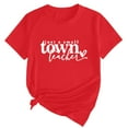 thumbnail image 2 of Tittly T Shirts for Women Tshirts Shirts Women's Just A Small Town Teacher Printed T Shirt Cotton Round Neck Casual Short Sleeves Graphic Tees Summer Tops Red L, 2 of 4