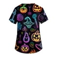 thumbnail image 3 of HAJWOH Halloween Scrubs for Women Short Sleeve Nursing Uniforms Funny Pumpkin Bat Ghost Spider Witch Print Medical Scrub Shirts Comfort V-Neck Scurbs Blue XL, 3 of 3