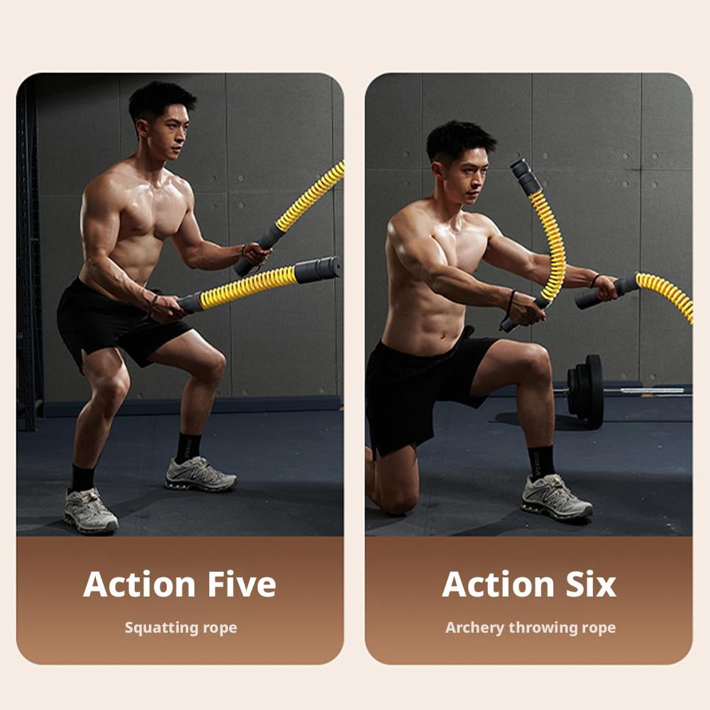 2 PCS Adjustable Ropeless Battle Ropes for Home Gym, Heavy Duty Cordless Battle Ropes 4 Adjustable Weight Levels Jump Rope Portable Strength Cardio Trainer Fitness Equipment for Men & Women