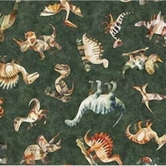 Dinoroars! - 30810F - Forest - Dinosaurs Toss - Qt Fabrics