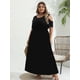 thumbnail image 3 of Vestido largo con hombros descubiertos y estampado degradado de talla grande, vestido de fiesta largo de manga corta elegante con estiramiento ligero para mujer, 3 of 4
