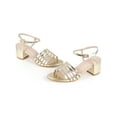 thumbnail image 2 of BLISSFUL STEP Open Toe Ankle Strap Slingback Chunky Heel Sandals for Women Gold 5, 2 of 8