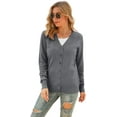 thumbnail image 2 of FIUFY Womens Knit Cardigan V-Neck Open Front Button Lightweight Sweaters Long Sleeve Soft Basic Outerwear, 2 of 4
