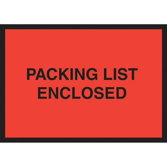 Box Partners "Packing List Enclosed" Envelopes 4 1/2" x 6" Red 1000/Case PL411