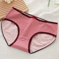 thumbnail image 2 of ShomPort Cute Briefs for Women Mid Waist Seamless Hipster Panties Breathable Cotton Girls Underwear 2 Pack, 2 of 3