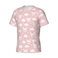 thumbnail image 3 of Yiaed Rabbit And Cloud Print Mens Short Sleeve Tight Fit T-Shirt, Crewneck Casual Tee-Large, 3 of 5
