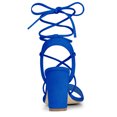 thumbnail image 3 of Sandalias de Tacón Alto con cordones Allegra K Talón Abierto Azul Profundo 36, 3 of 7