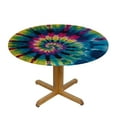 thumbnail image 3 of Nawypu Round Tablecloth Rainbow Tie Dye Colorful Fitted Elastic Waterproof Wipeable Table Cloth Cover Decor Table Pad Cover for lndoor Outdoor-Medium, 3 of 7