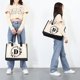 thumbnail image 1 of Bolsa de lona Letras Flor Portátil Playa Hombro Bolsas de compras (D) Likrtyny Para Estrenar, 1 of 8