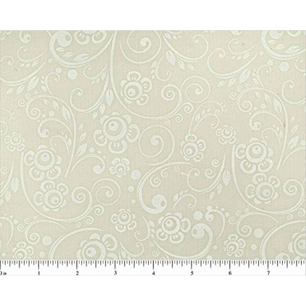 Get Back White on White 108" Wide Quilt Backing Fabric By The Yard