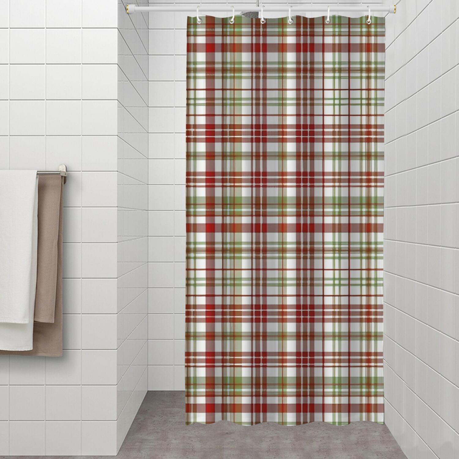 Multi Color Plaid Checkered Pattern Shower Curtain 36"x72" ,Bathroom Decorative Shower Curtains Set with 12 Hooks,Modern Waterproof Washable Shower Curtain