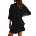 thumbnail image 5 of Two Piece Plus Size Sets for Women Oversized Tee Shirts and Plus Size Shorts Loose Fitting Sets Womens Pajamas Sets, 5 of 7