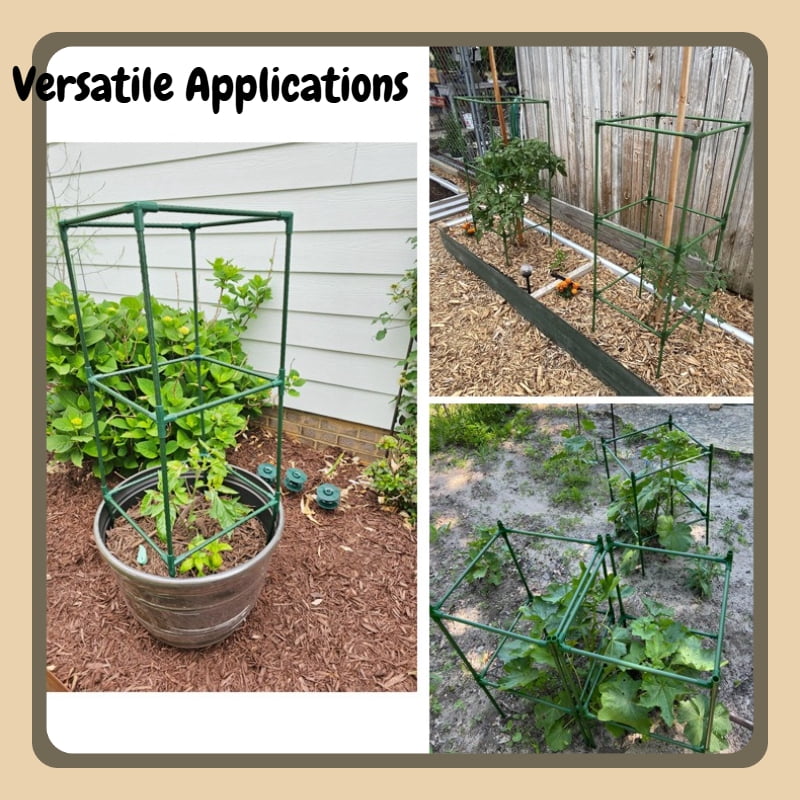 1 Pack 3-Level Green Tomato Trellis Sturdy PP Glass Fiber Plant Support for Climbing Vegetables Cucumbers Beans Vertical Growing Solution for Outdoor Gardens Raised Beds