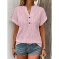 thumbnail image 6 of T Shirts For Women Pink Womens Tops Fashion V Neck With Mesh Cut Out Short Sleeved Elegan Casual Pullover Daily Comfortable Summer Tops, 6 of 7