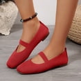 thumbnail image 2 of YLYL Women's Knit Ballet Flats with Elastic Strap Square Toe Comfortable Lightweight Casual Work Dress Mary Jane Shoes, 2 of 9