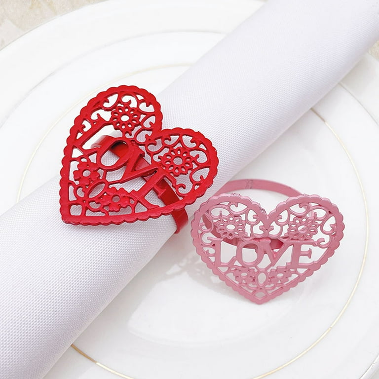 KEFEI 6Pcs Decorative Napkin Ring Effective Love Heart Shaped