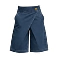 thumbnail image 5 of Women's Asymmetric Denim Shorts, Wrap Style Baggy Wide Leg Jorts, Distressed and Loose Fit Summer Casual Shorts for Streetwear and Going Out-Dark Blue, 5 of 5