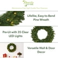 thumbnail image 2 of Nearly Natural 24" Green Pine Artificial Christmas Wreath with Lights, 2 of 6