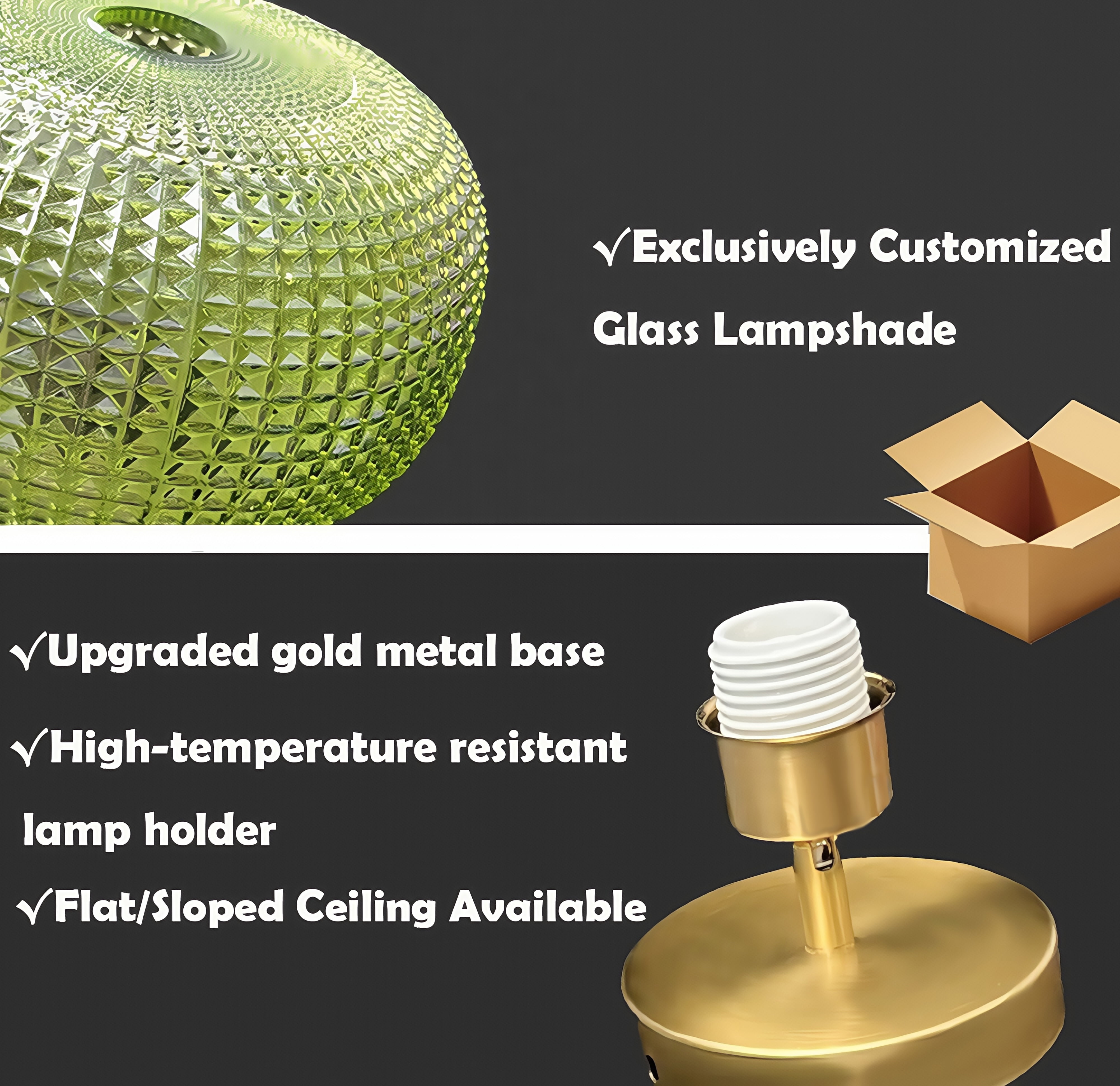 Semi Flush Mount Ceiling Light Fixture,Hallway Light Fixtures,Vintage Globe Glass Ceiling Fixture with Green Shade,Kitchen Ceiling Light Fixture,Farmhouse Ceiling Lighting for Bathroom Entryway Porch