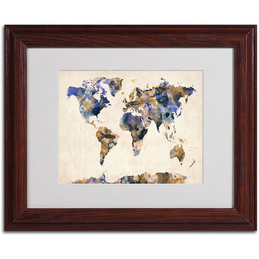 Trademark Fine Art "Watercolor Map 3" Matted Framed Art by Michael Tompsett