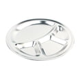 thumbnail image 1 of 32cm Stainless Steel Serving Plate Children Dinner Plate 4-Compartments Round Tray for Dining Hall Picnic, 1 of 9