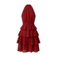 thumbnail image 6 of Blmnix Woman Dress Sexy Dresses Fit & Flare Party Dresses Dresses Sleeveless Halter Mid-Length Belted Summer Casual Dresses for Women,M, 6 of 7