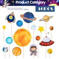 thumbnail image 3 of SPECOOL 16 Pieces Astronaut Space Cake Toppers Outer Space Astronaut Planet Rocket and Stars Kids Space Theme Decorations for Birthday Party Supplies Baby Shower Cake Decorations, 3 of 12