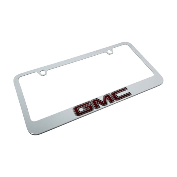 GMC Logo White Zinc Metal License Plate Frame Official Licensed