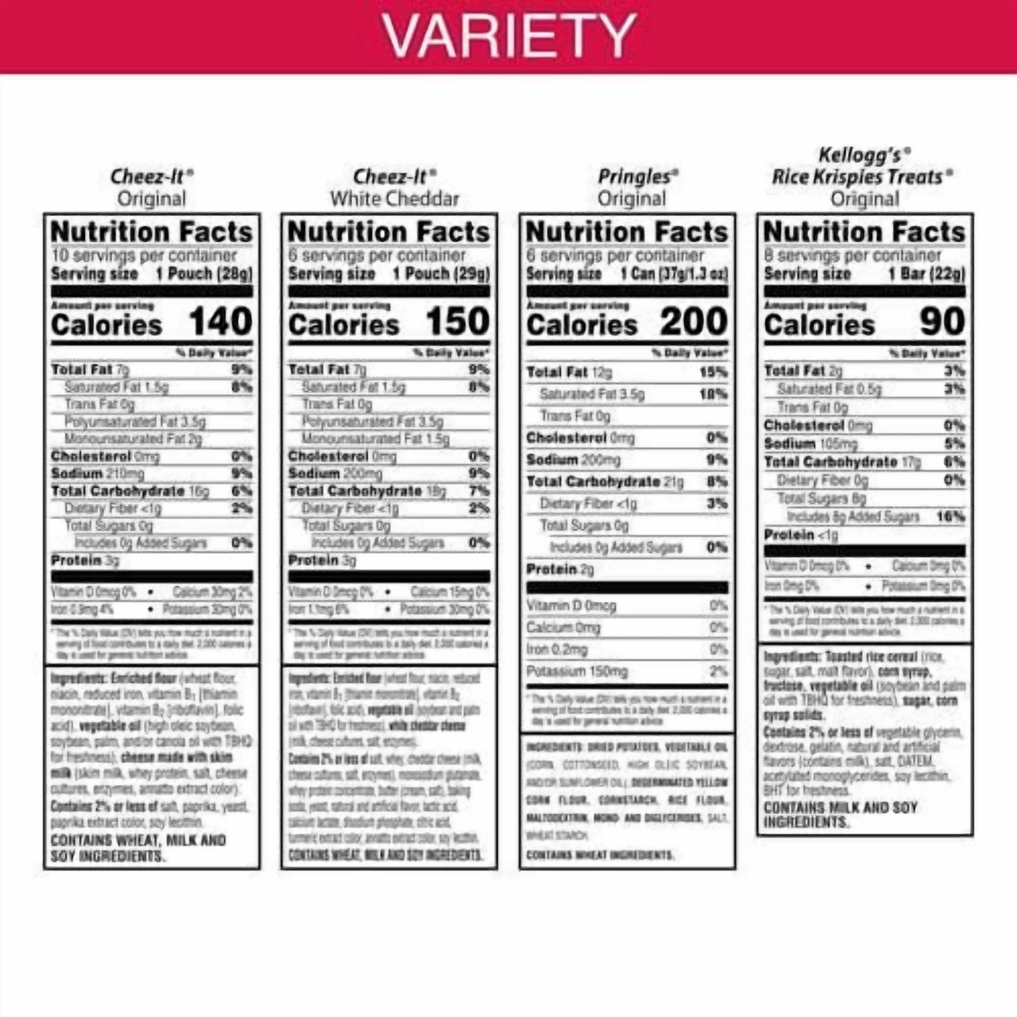 Kelloggs Cheez-It, Pringles & Rice Krispies Treats Snacks Mega Variety Pack, 30.1Oz Box (30 Count) - Pack of 2
