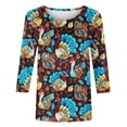 thumbnail image 5 of Inverlee Women's Thanksgiving Shirts Cute Turkey Pumpkin Graphic Tees Comfy 3/4 Sleeve Stretch T-shirts Round Neck Dressy Casual Tops Outfit, 5 of 5