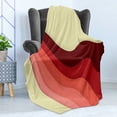 thumbnail image 4 of 1970s Soft Flannel Fleece Throw Blanket, Abstract Color Wave Design Diagonal Alignment on Cream Background, Cozy Plush for Indoor and Outdoor Use, 50" x 60", Cream Vermilion, by Ambesonne, 4 of 5