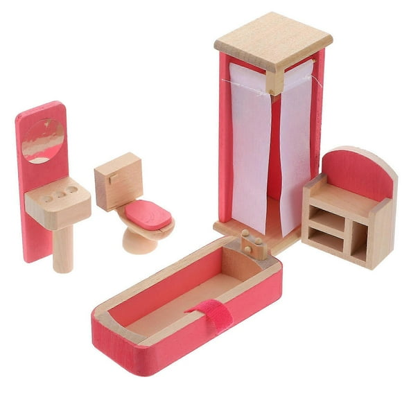 Pink Mini Furniture Toys Wooden Bedroom for Kids 1Set Educational