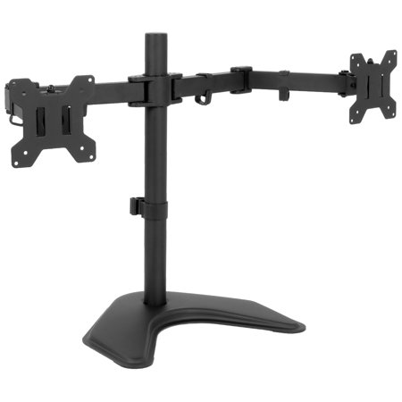 VIVO Full Motion Dual Monitor Free-Standing Desk Stand VESA Mount Double Joints | Holds 13