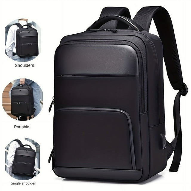 Men's Large Capacity Backpack, Suitable For 15.6in Computer With USB Charging Port And Luggage Strap, Fashion Travel Backpack