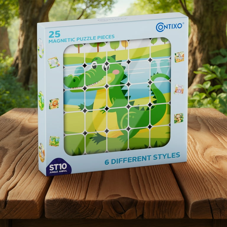 Contixo Magnetic Building Blocks Set, 6 Jungle Animal Scenes