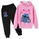 thumbnail image 4 of Sudaderas con capucha de Disney Stitch para niñas, conjuntos de ropa para niños, camisetas y pantalones para niñas, 2 piezas, conjuntos de chándal para niños, 4 of 5