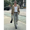 thumbnail image 2 of Gabardina corta de doble botonadura para mujer, abrigo informal de manga larga con solapa, holgada Chaqueta corta a la moda, otoño, 2024, 2 of 5