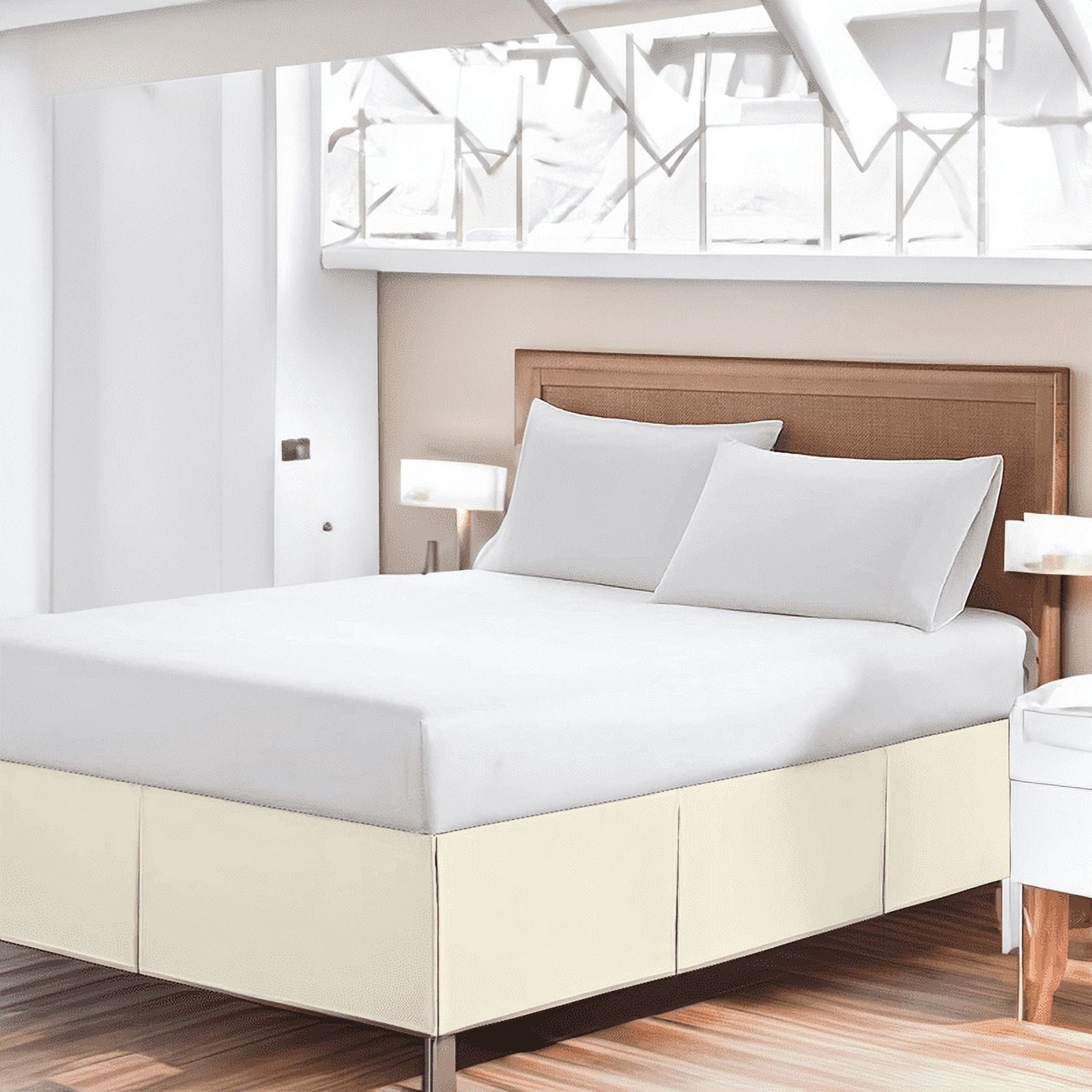 EASYCOT 800 Thread Count 100% Egyptian Cotton Hotel Quality Luxurious Box Pleated Bed Skirt Easy Fit with&nbsp;21" Drop Length ( Ivory , Full )