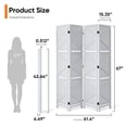 thumbnail image 4 of Jostyle 4 Panel Room Divider Privacy Screen with Storage Shelves - Foldable Partition with Natural Paulownia Wood Frame for Living Room, Bedroom, Office White, 4 of 10