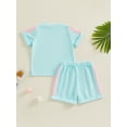 thumbnail image 4 of Suealasg Kids Boys Girls Outfits Contrast Color Short Sleeve Crew Neck T-shirt with Elastic Waist Shorts Toddler Little Boys Girls 2 Piece Summer Clothes Set, 4 of 7