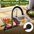thumbnail image 3 of RV/Mobile Kitchen Faucet for Campers, Double Handle Level Only Fit for 2 Mounting Holes High Arc Swivel Hot & Cold Home Kitchen Faucet Plastic, Matte Black, 3 of 9