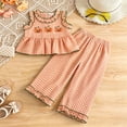 thumbnail image 2 of GCETTIC Halloween Toddler Girl Outfit Gingham Peplum Top Ruffle Pants | Baby Girl Pumpkin Patch Outfit,Ghost,Fall Halloween Clothes 2-3 Years, 2 of 7