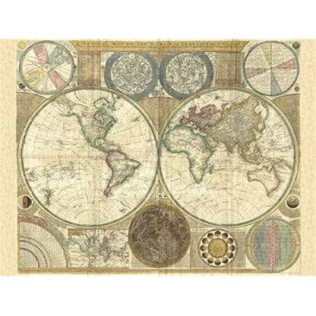 Hemispheres Map Selected Artworks PDX3MP594LARGE Double Hemisphere Map of The World 1794 Poster Print by Samuel Dunn, 22 x 28 - Large ()