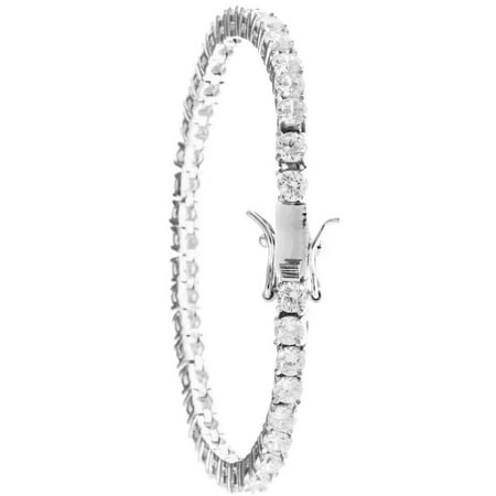 18K White Gold Plated Extandable Tennis Bracelet with High Quality Crystals by Matashi