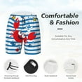 thumbnail image 5 of Daiia Red Funny Crab on Blue Stripe Mens Swim Trunks Swim Shorts Quick Dry Swim Shorts with Mesh Lining Pockets-3X-Large, 5 of 9