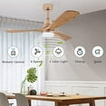 thumbnail image 6 of 48" Modern Gold Ceiling Fan with Lights, 3 Wood Blades, Remote Control, 3-Speed Reversible, Outdoor/Indoor, 100250 sq.ft., 6 of 7