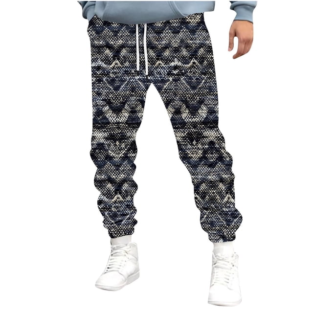 Styesk Men's Pants Men's Sports Pants Tapered Running Exercise Pants Drawstring Running Pants Printed Pants