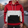 thumbnail image 2 of Fgnfyis Men Color Blocked Drawstring Pocket Hooded Sweatshirt Casual Loose Comfortable Business Men's Fashion Hoodies & Sweatshirts Red L, 2 of 5