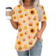 thumbnail image 2 of Pullover de Cuello Redondo de Manga Corta para Mujeres con Pecho Plisado Y Impresión de Abejas, Poliéster Casual, 2 of 6