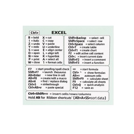For Windows PC Computer Reference Keyboard Shortcut Sticker Adhesive Transparent Decal For Macbook OS Laptop Desktop Shortcuts Green for Excel 1 Pack